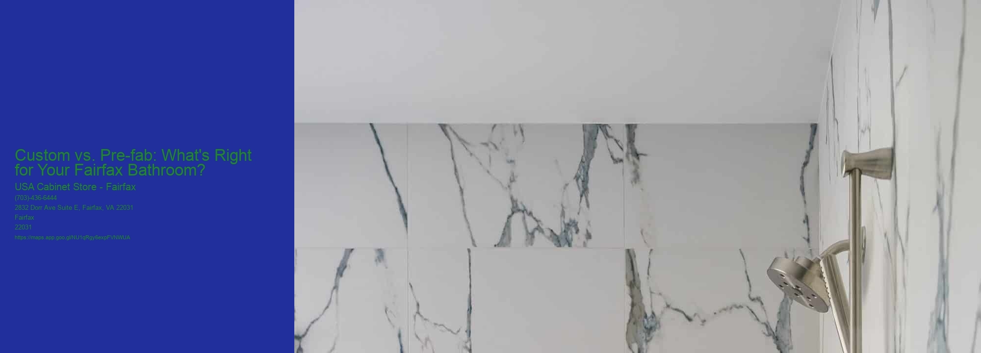Custom vs. Pre-fab: What's Right for Your Fairfax Bathroom?